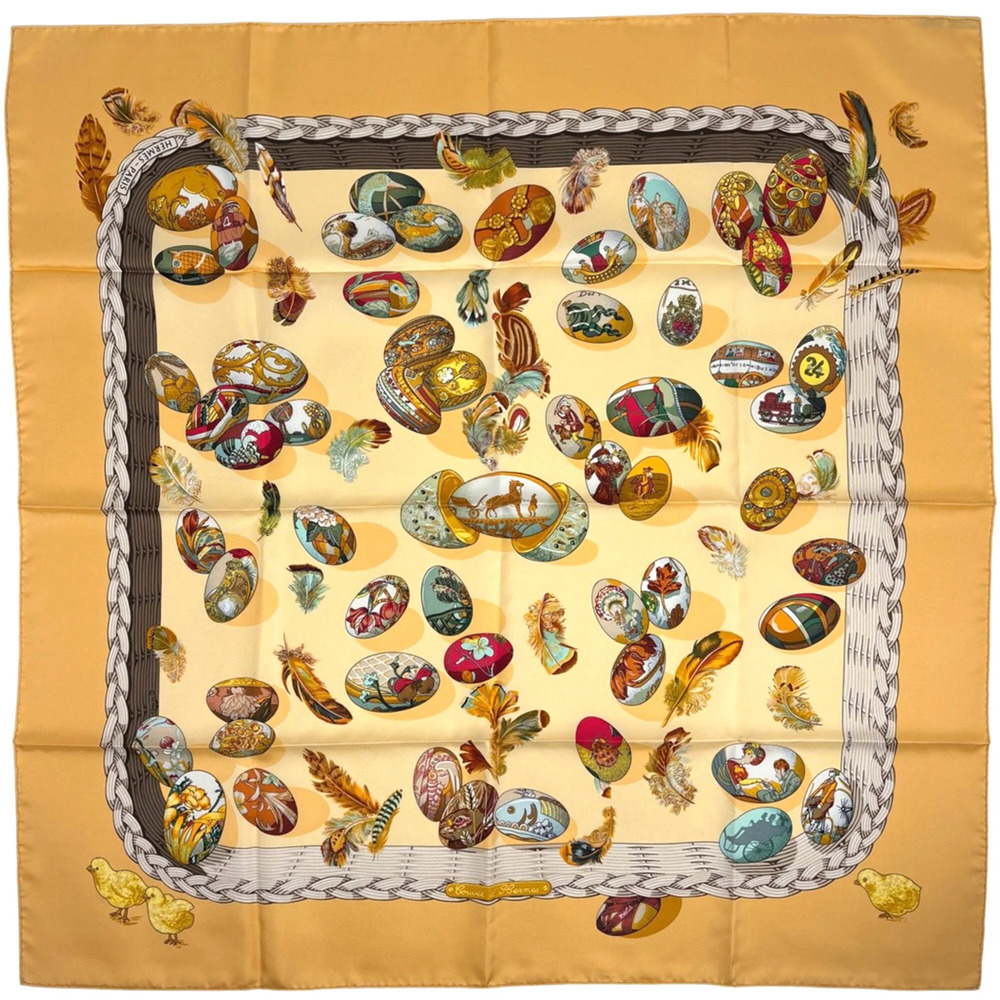 HERMES Authentic Orange Silk Scarf